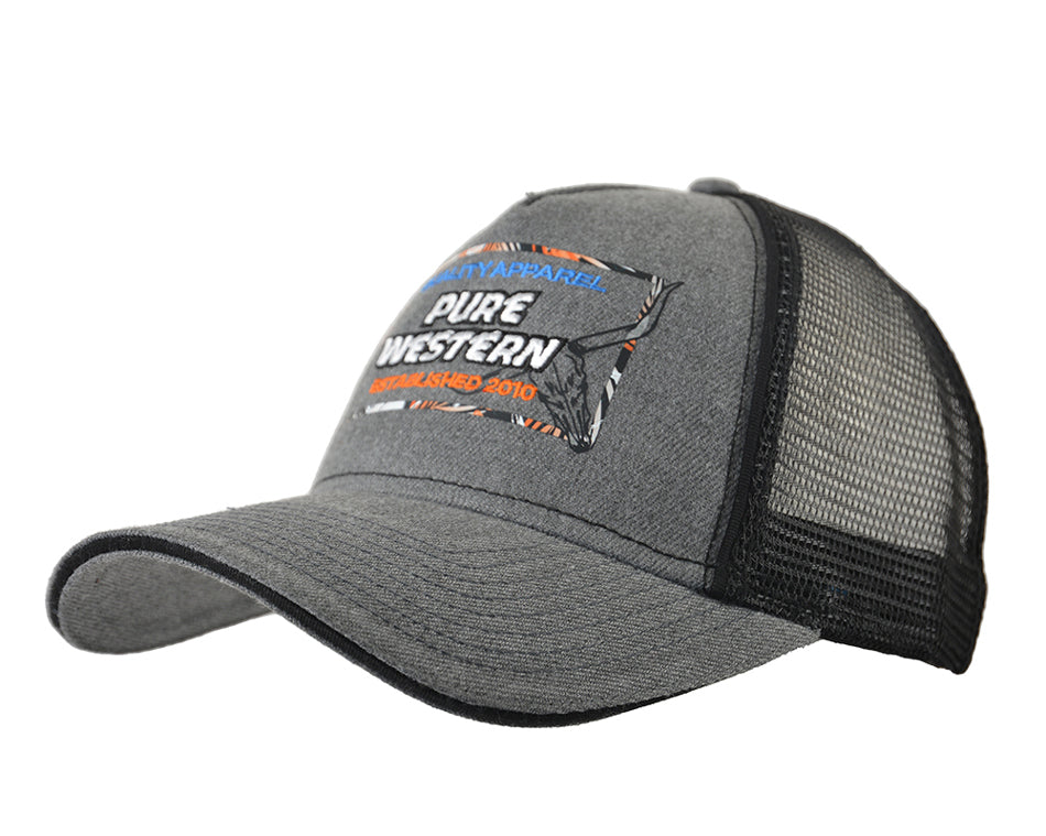 Pure Western Mens Watson Trucker Cap (P3W1906CAP) Charcoal Marle OSFM [SD]
