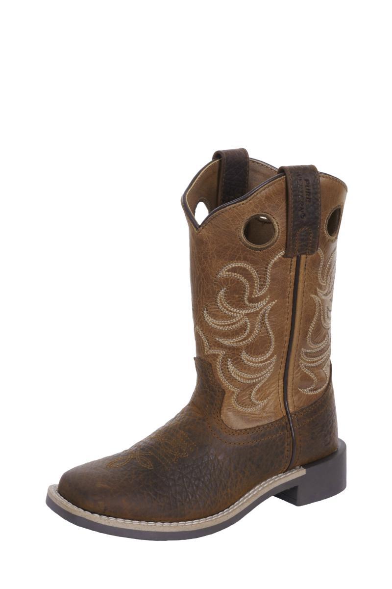 Pure Western Childrens Lincoln Western Boots (PCP78103C) Brown/Tan J10