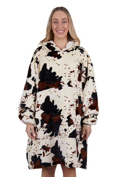 Pure Western Adults Cow Print Snuggle Hoodie (PCP2933SNU) Multi One Size