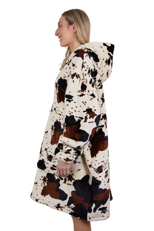 Pure Western Adults Cow Print Snuggle Hoodie (PCP2933SNU) Multi One Size