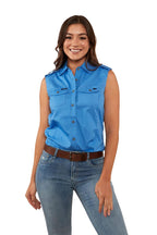 Ringers Western Womens Pentecost River Sleeveless Work Shirt (171210003) Blue [GD]