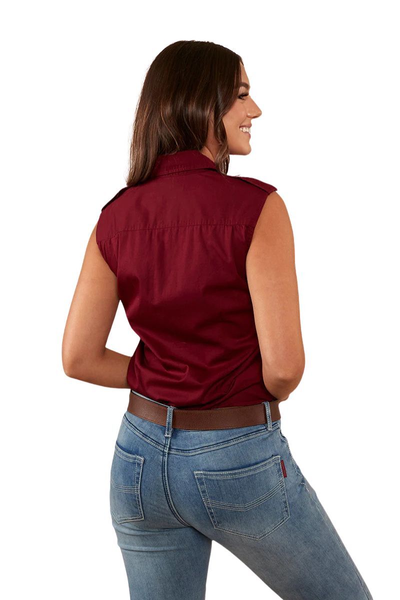 Ringers Western Womens Pentecost River Sleeveless Work Shirt (171210003) Burgundy