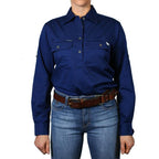 Ringers Western Womens Pentecost River Half Button Work Shirt (171210002) Navy [GD]