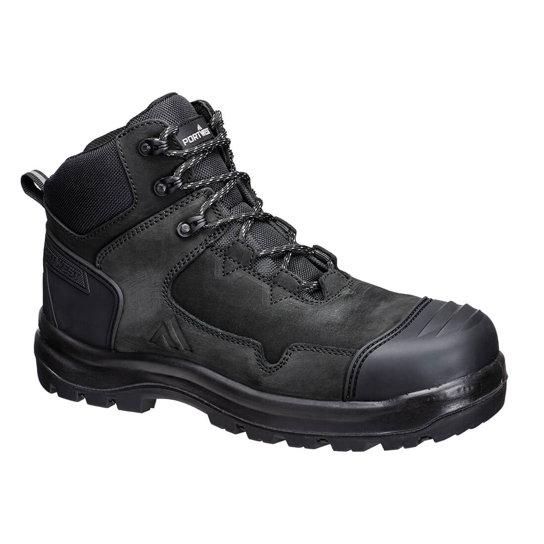 Portwest Mens Composite Nubuck Leather Mid Work Boots (FD04) Black