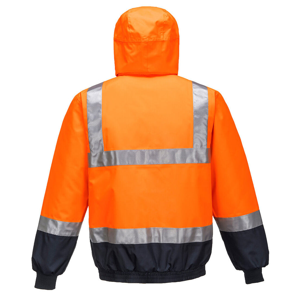 Portwest Mens Hi Vis Contrast Bomber Jacket (MJ204ONR) Orange/Navy [SD]