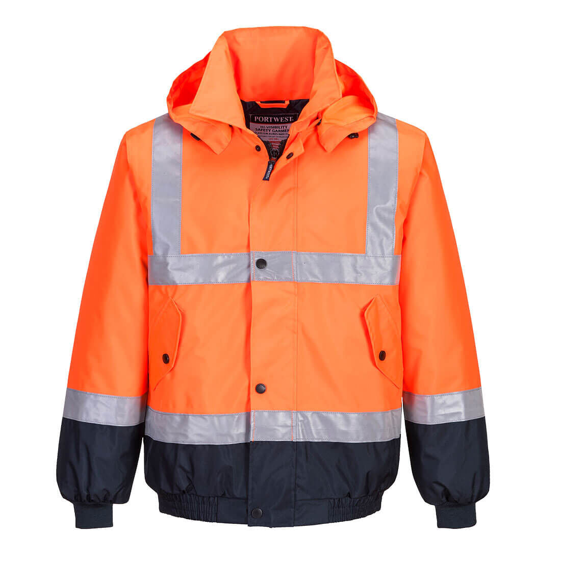 Portwest Mens Hi Vis Contrast Bomber Jacket (MJ204ONR) Orange/Navy [SD]