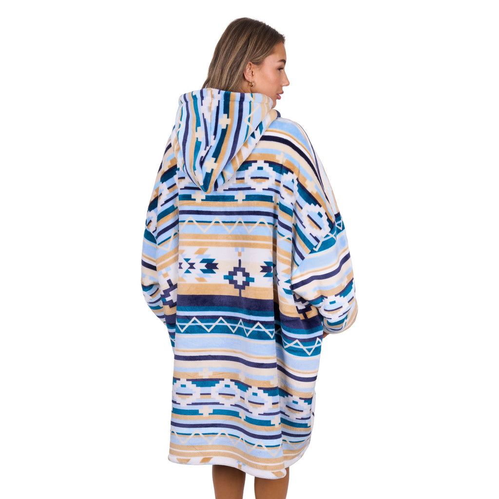 Pure Western Adults Aztec Snuggle Hoodie (P6W2935SNU) Natural/Blue OSFM