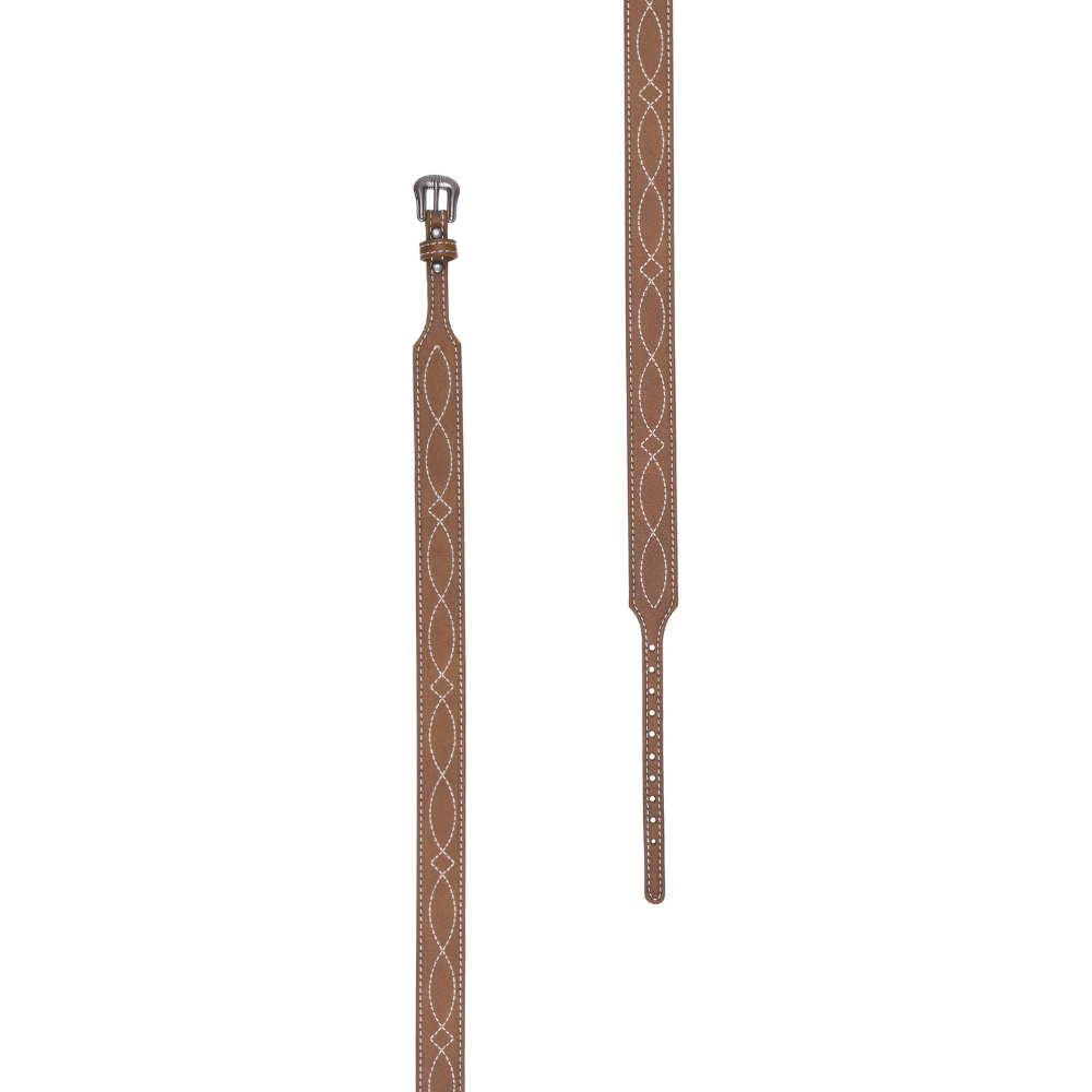 Pure Western Ainsleigh Hat Band (P6S2933BND) Tan Tial and Buckle Flat Lay