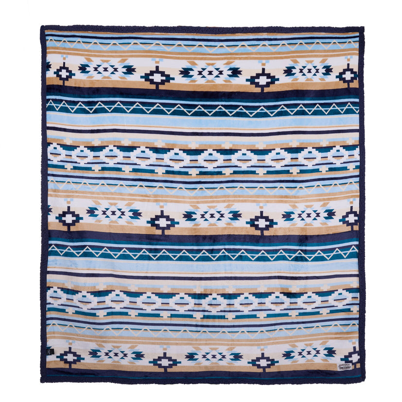 Pure Western Aztec Print Snuggle Rug (P6W2975RUG) Natural/Blue