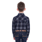 Pure Western Boys Harley L/S Shirt (P6W3100166) Navy/Tan