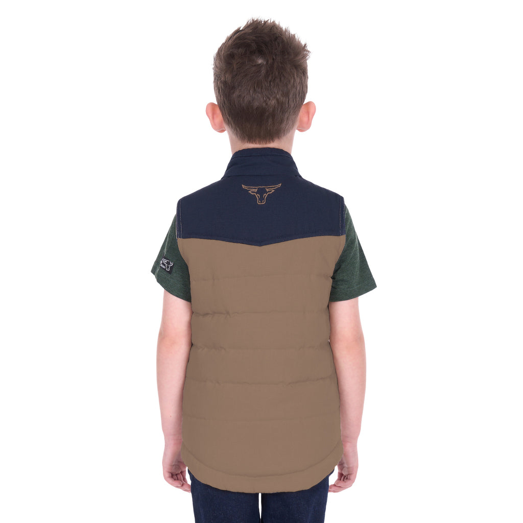 Pure Western Boys Jamie Reversible Vest (P6W3603181) Stone/Navy