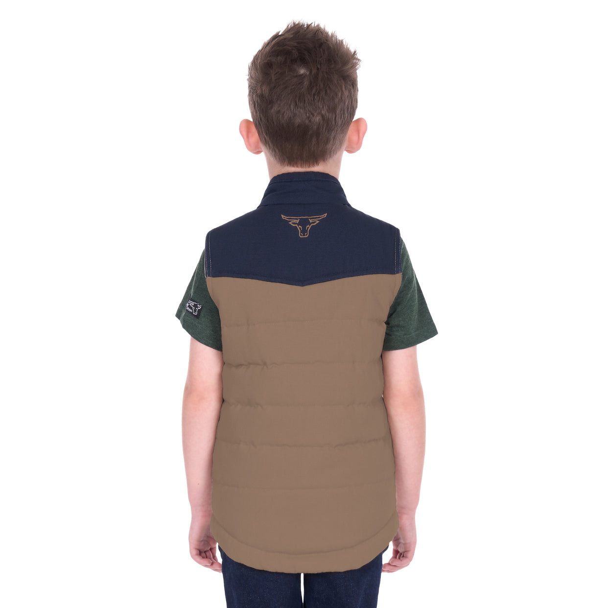 Pure Western Boys Jamie Reversible Vest (P6W3603181) Stone/Navy