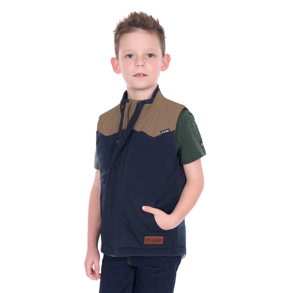 Pure Western Boys Jamie Reversible Vest (P6W3603181) Stone/Navy