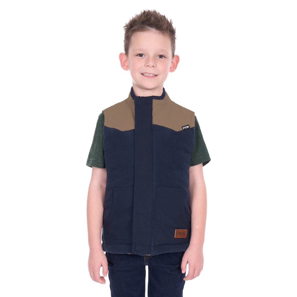 Pure Western Boys Jamie Reversible Vest (P6W3603181) Stone/Navy