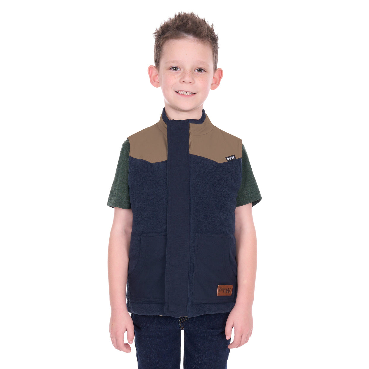 Pure Western Boys Jamie Reversible Vest (P6W3603181) Stone/Navy