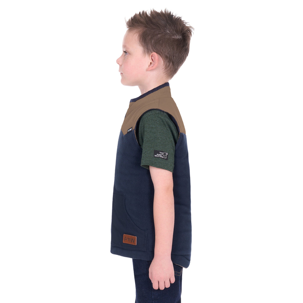 Pure Western Boys Jamie Reversible Vest (P6W3603181) Stone/Navy