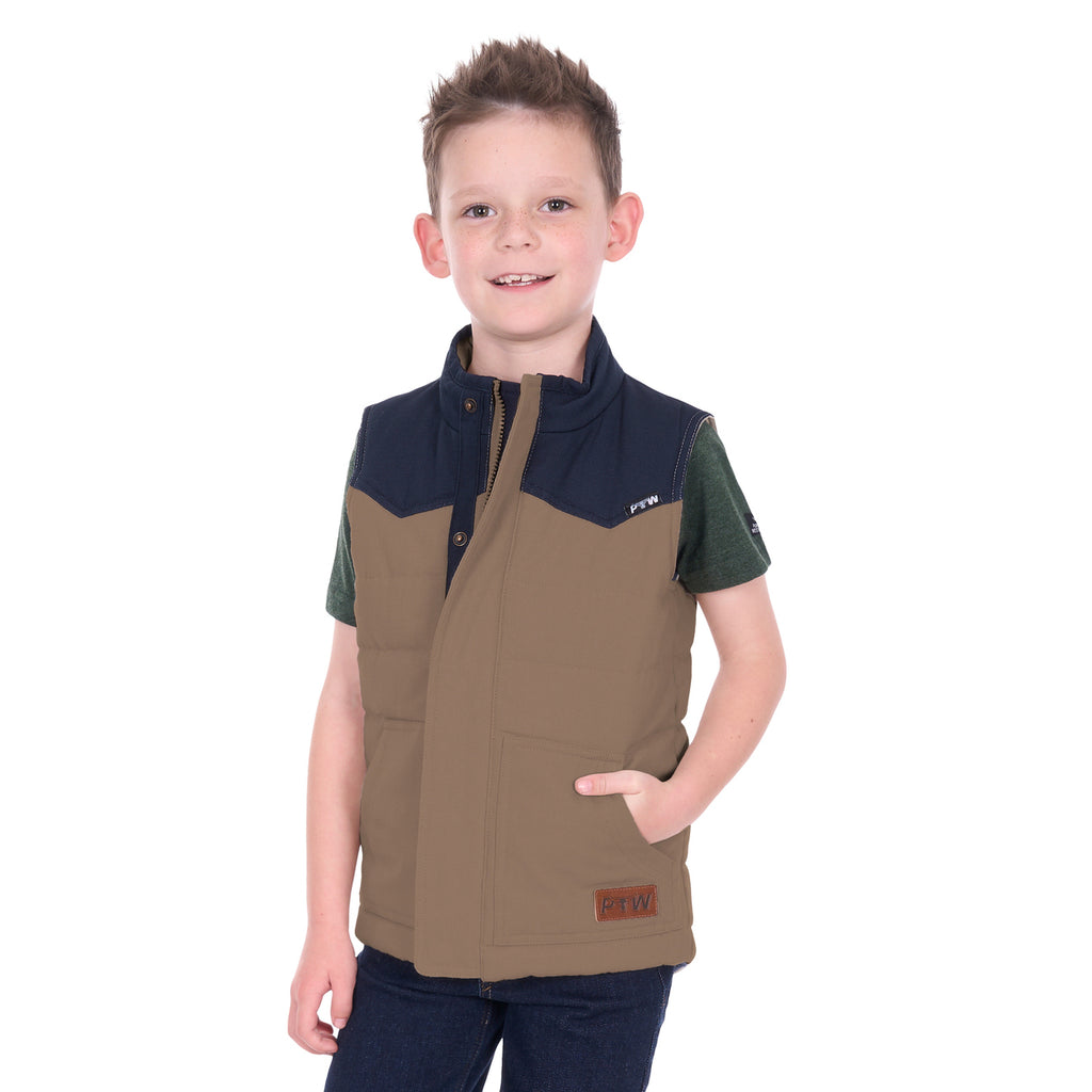Pure Western Boys Jamie Reversible Vest (P6W3603181) Stone/Navy