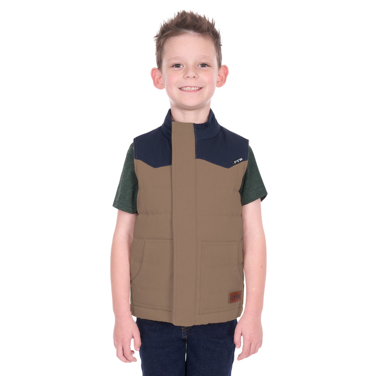 Pure Western Boys Jamie Reversible Vest (P6W3603181) Stone/Navy