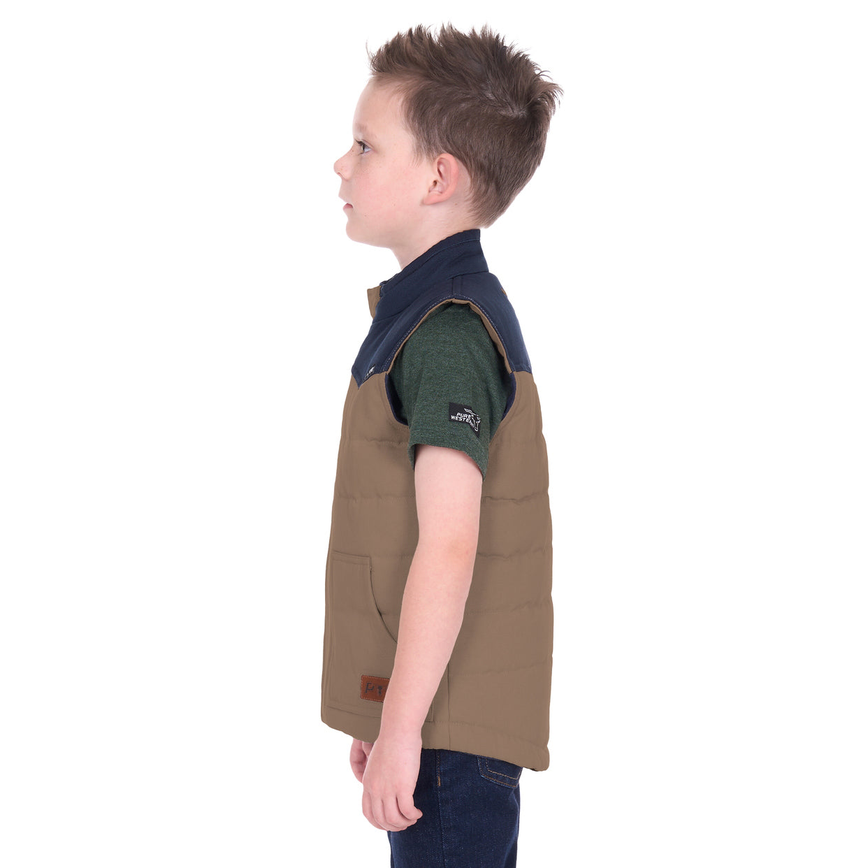 Pure Western Boys Jamie Reversible Vest (P6W3603181) Stone/Navy