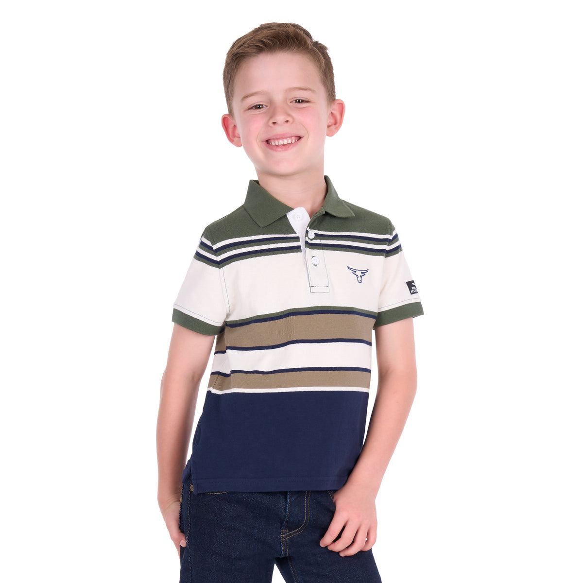 Pure Western Boys Jay S/S Polo (P6S3500322) Green/Navy
