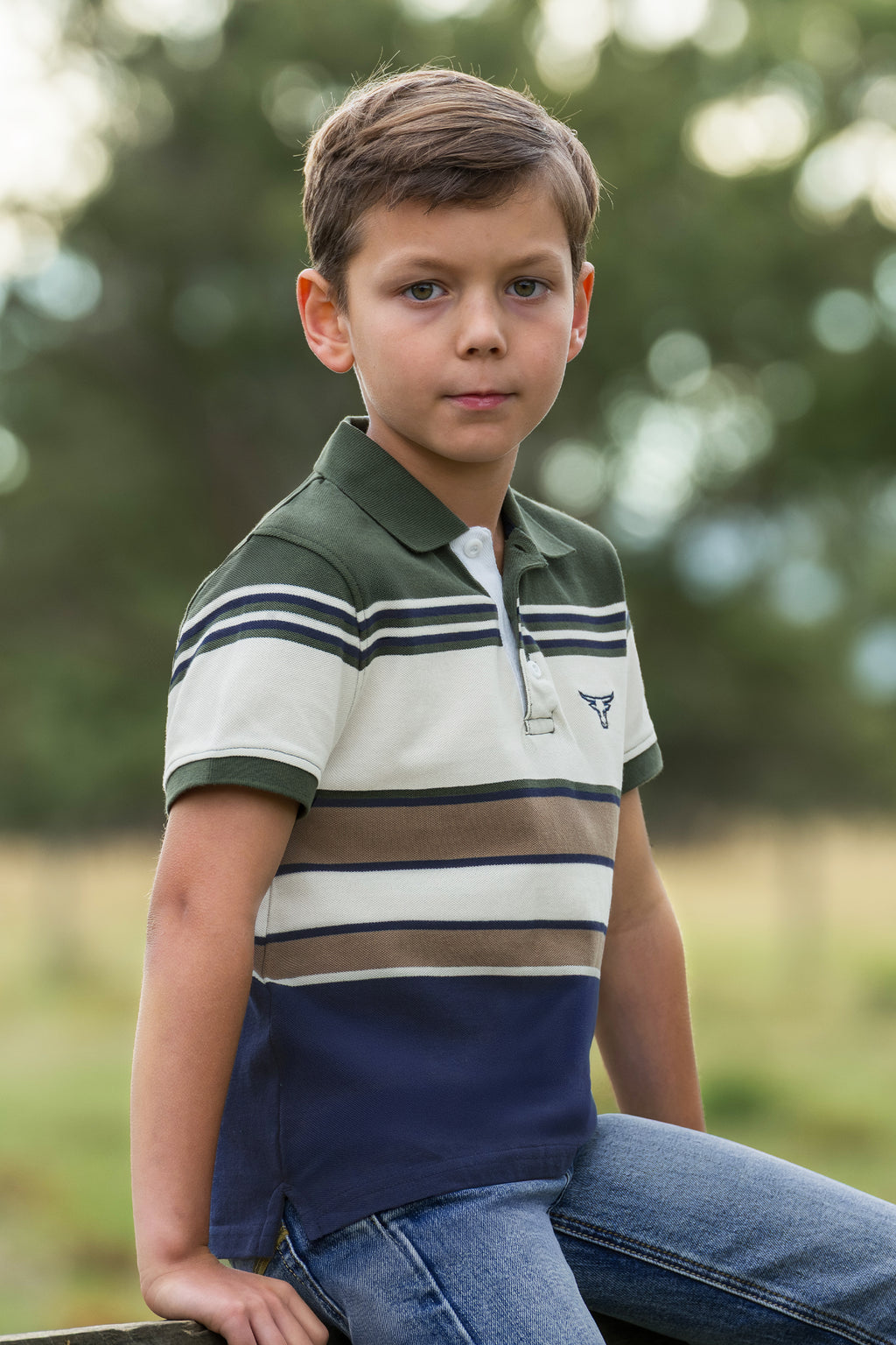 Pure Western Boys Jay S/S Polo (P6S3500322) Green/Navy