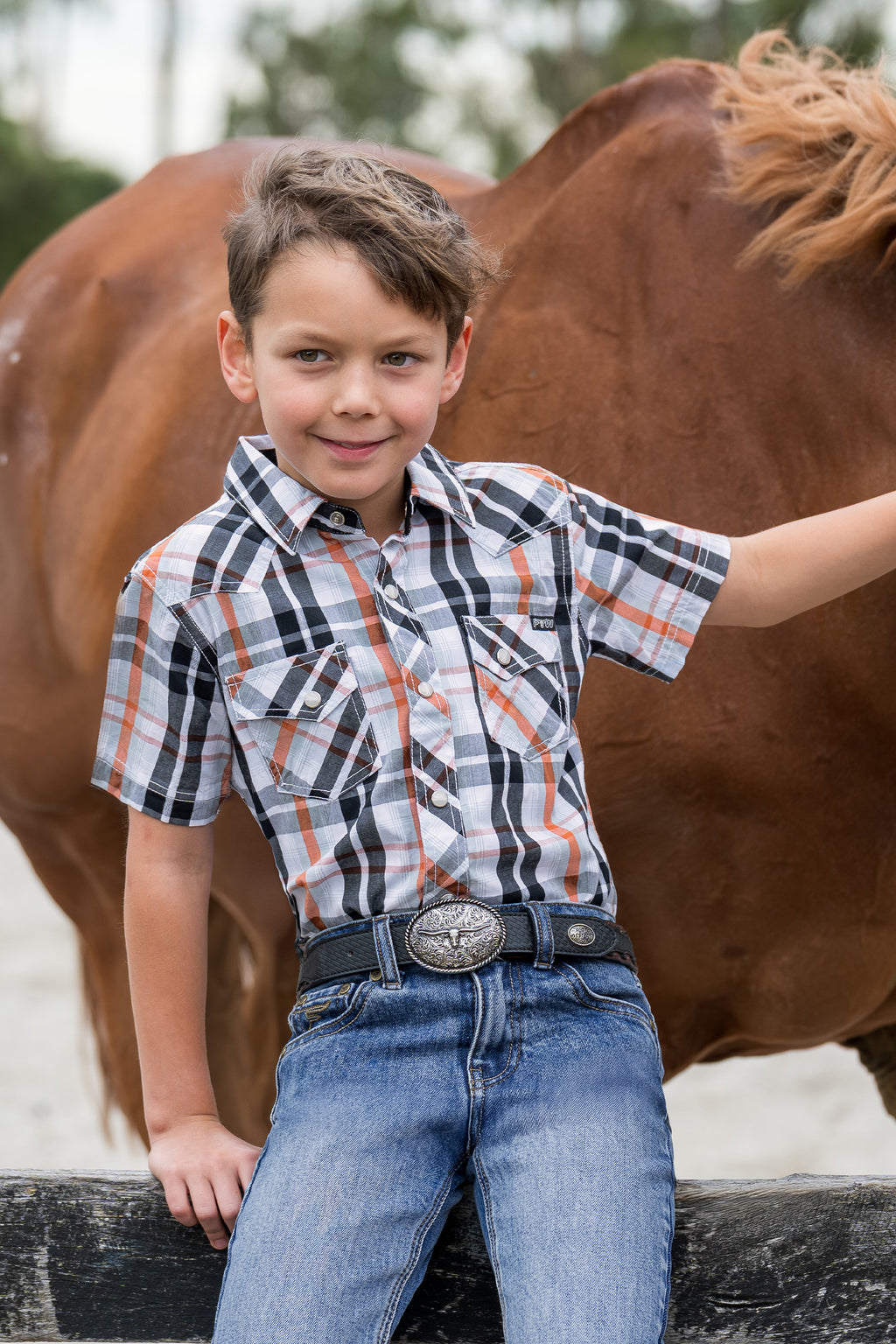 Pure Western Boys Terry S/S Shirt (P6S3103302) Black/Rust