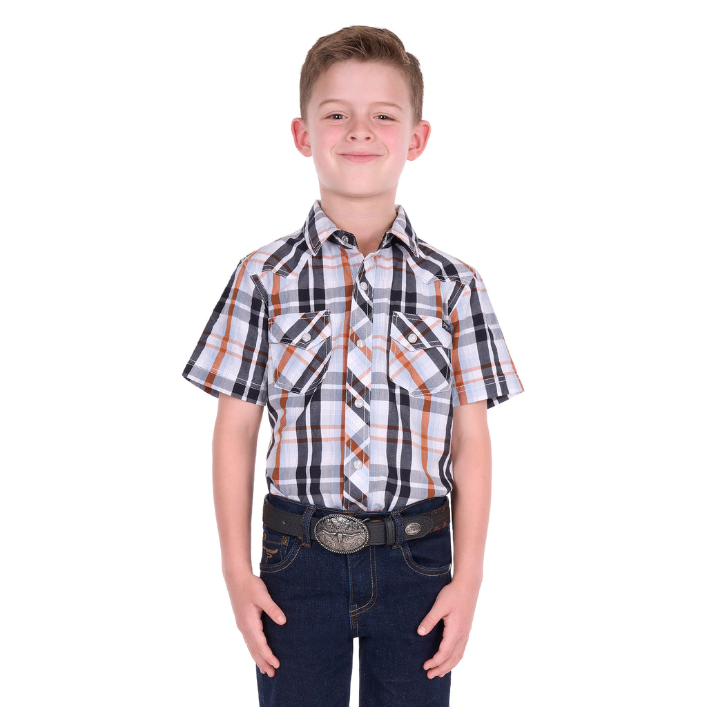 Pure Western Boys Terry S/S Shirt (P6S3103302) Black/Rust