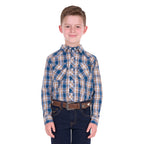 Pure Western Boys Todd L/S Shirt (P6S3100301) Navy/Tan