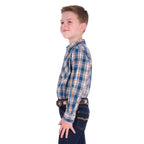 Pure Western Boys Todd L/S Shirt (P6S3100301) Navy/Tan