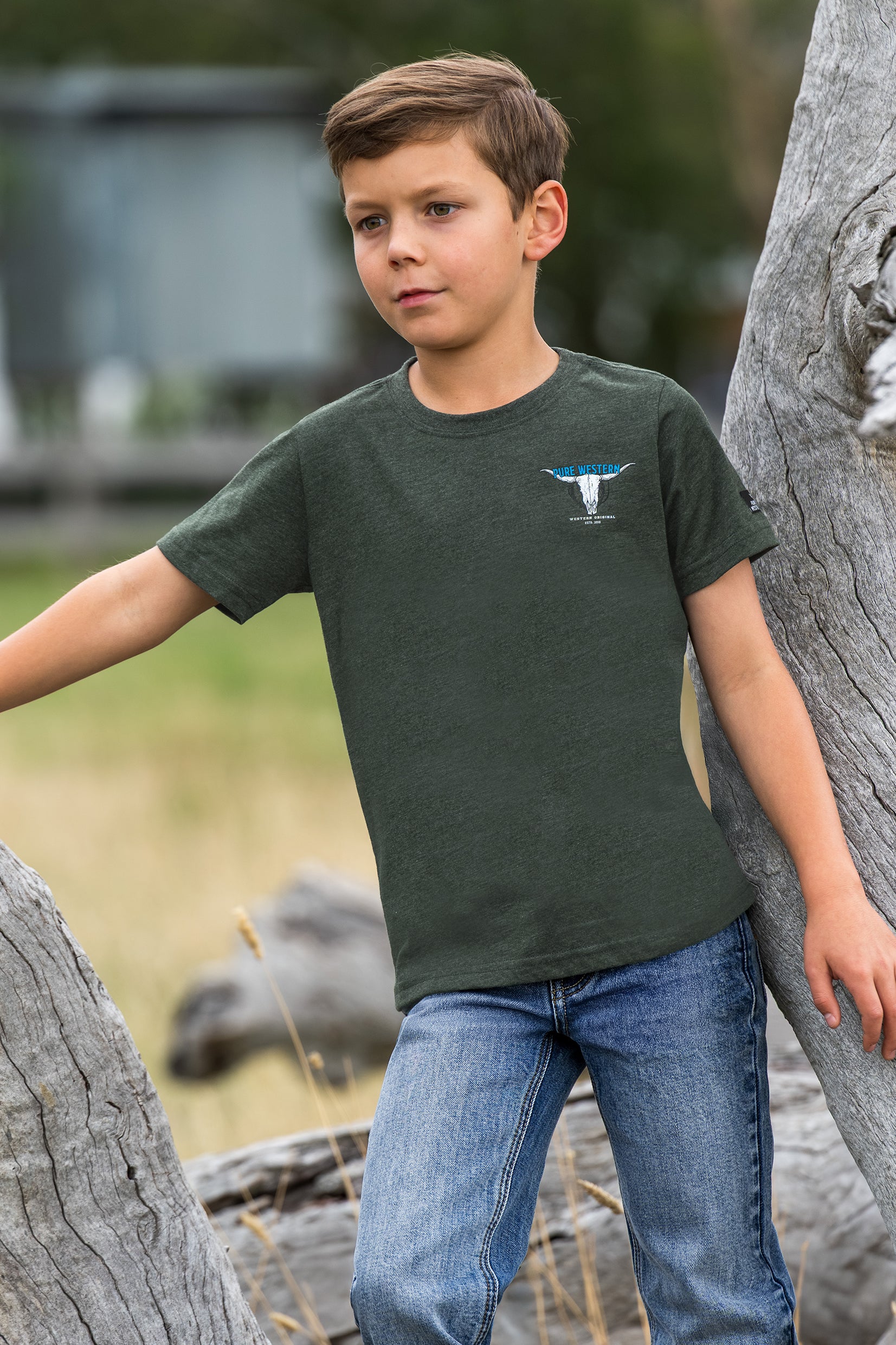 Pure Western Boys Tony S/S Tee (P6S3503313) Green Marle