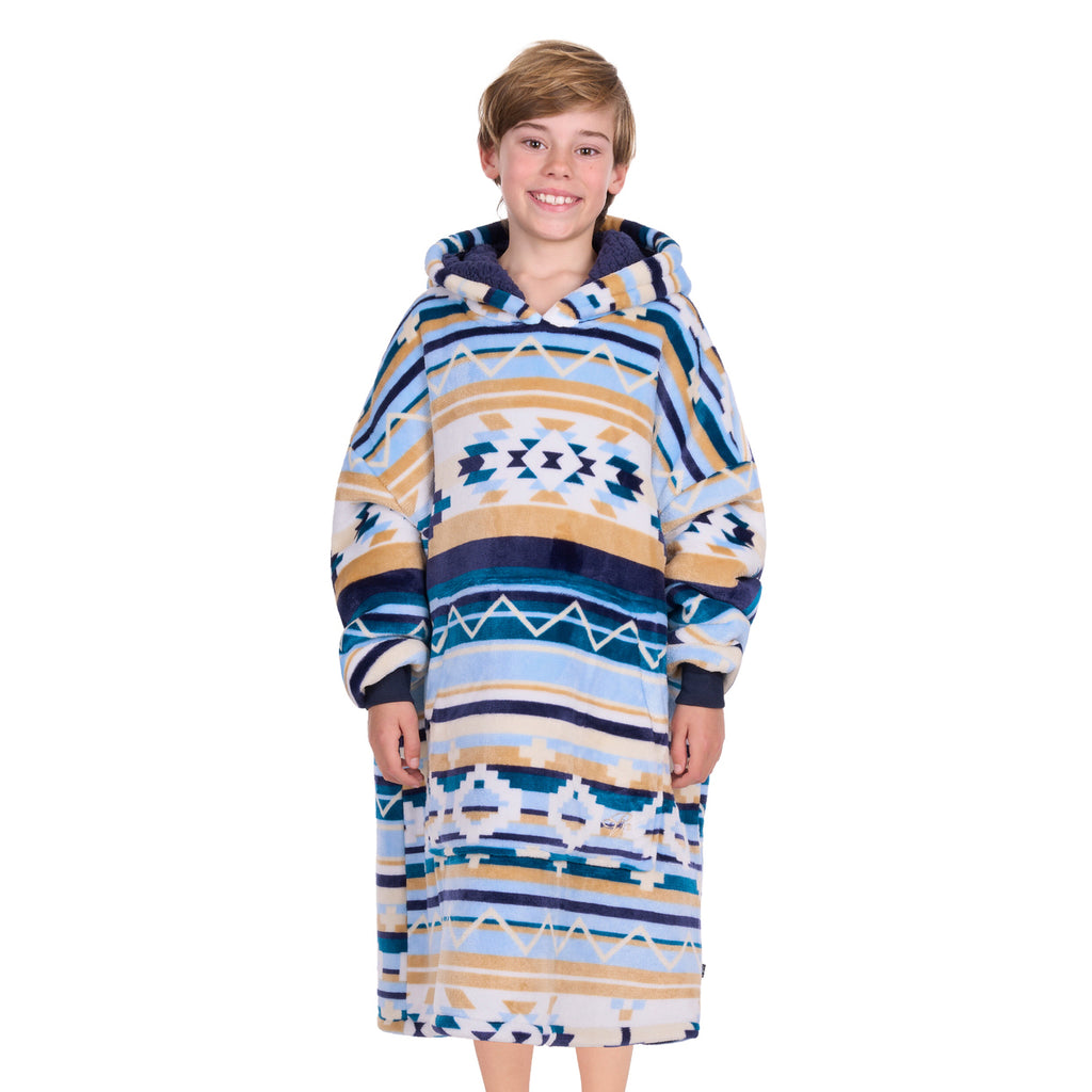 Pure Western Childrens Aztec Snuggle Hoodie (P6W7935SNU) Natural/Blue 8-14