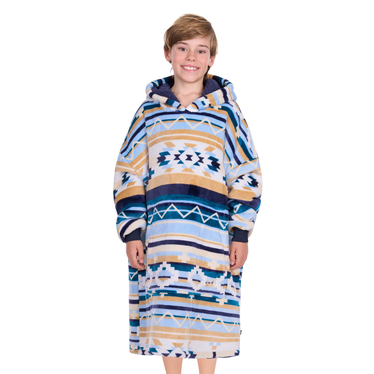 Pure Western Childrens Aztec Snuggle Hoodie (P6W7935SNU) Natural/Blue 8-14