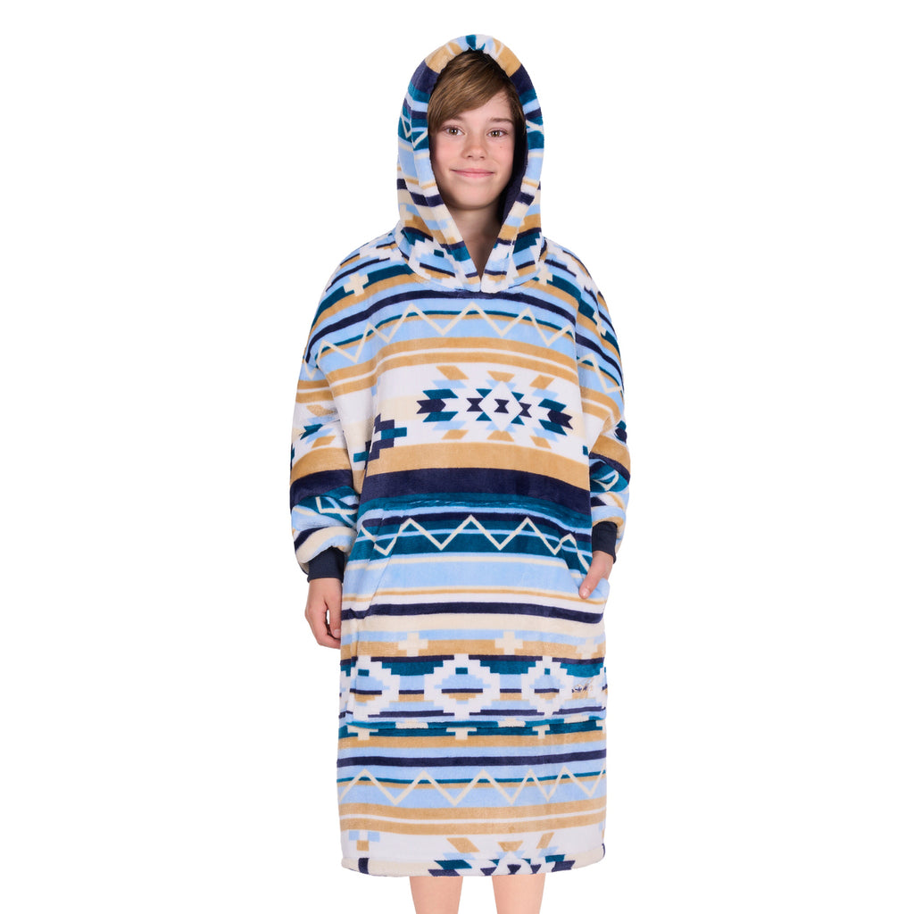 Pure Western Childrens Aztec Snuggle Hoodie (P6W7935SNU) Natural/Blue 8-14