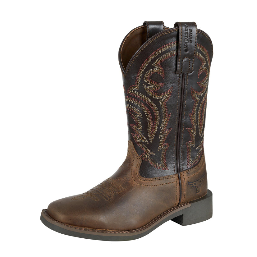 Pure Western Childrens Carter Western Boots (PCP78130C) Brown/Chocolate