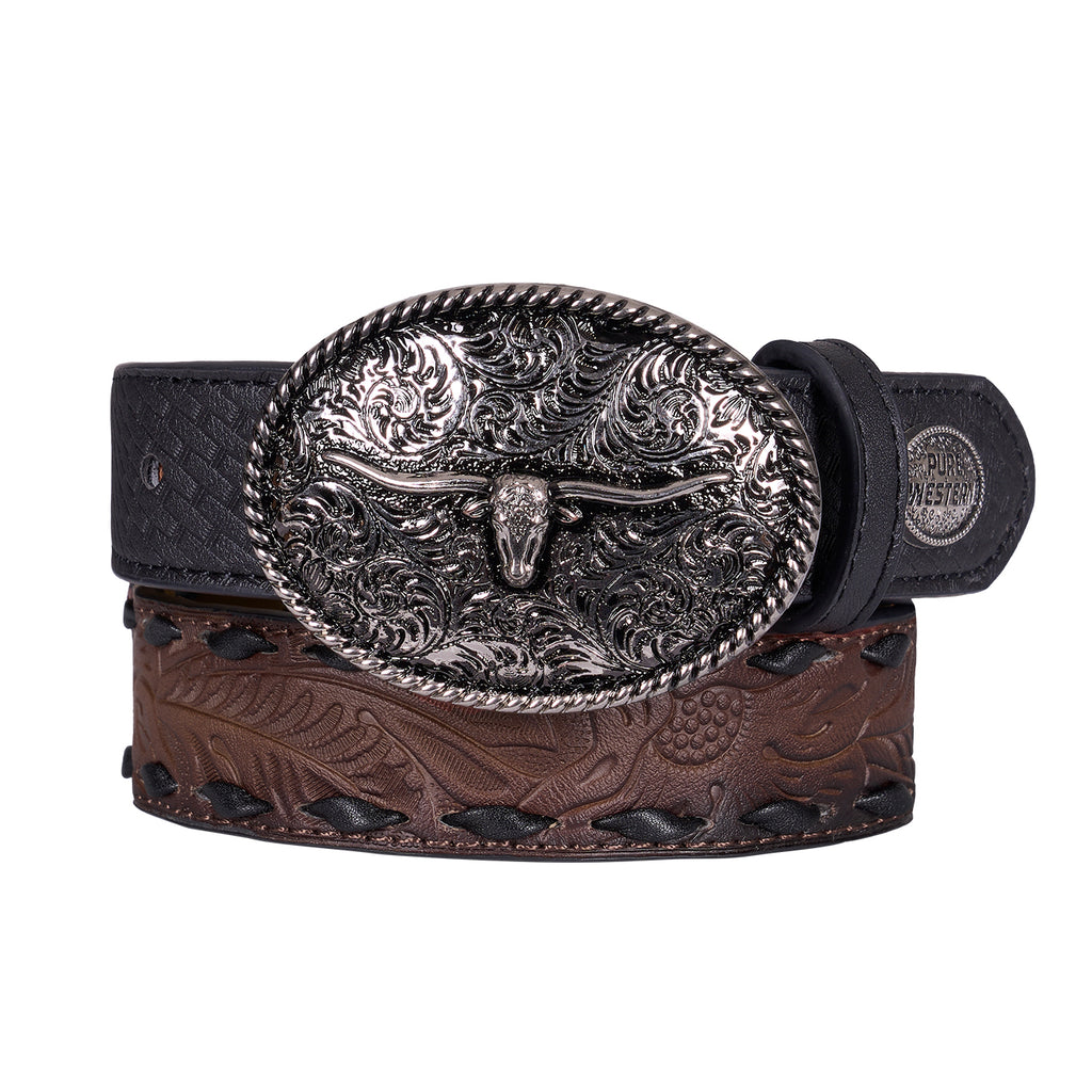 Pure Western Childrens Roderick Belt (P6S7946BLT) Black/Tan