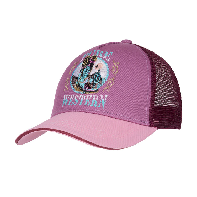 Pure Western Childrens Trinity Trucker Cap (P6W5951CAP) Raspberry OSFM