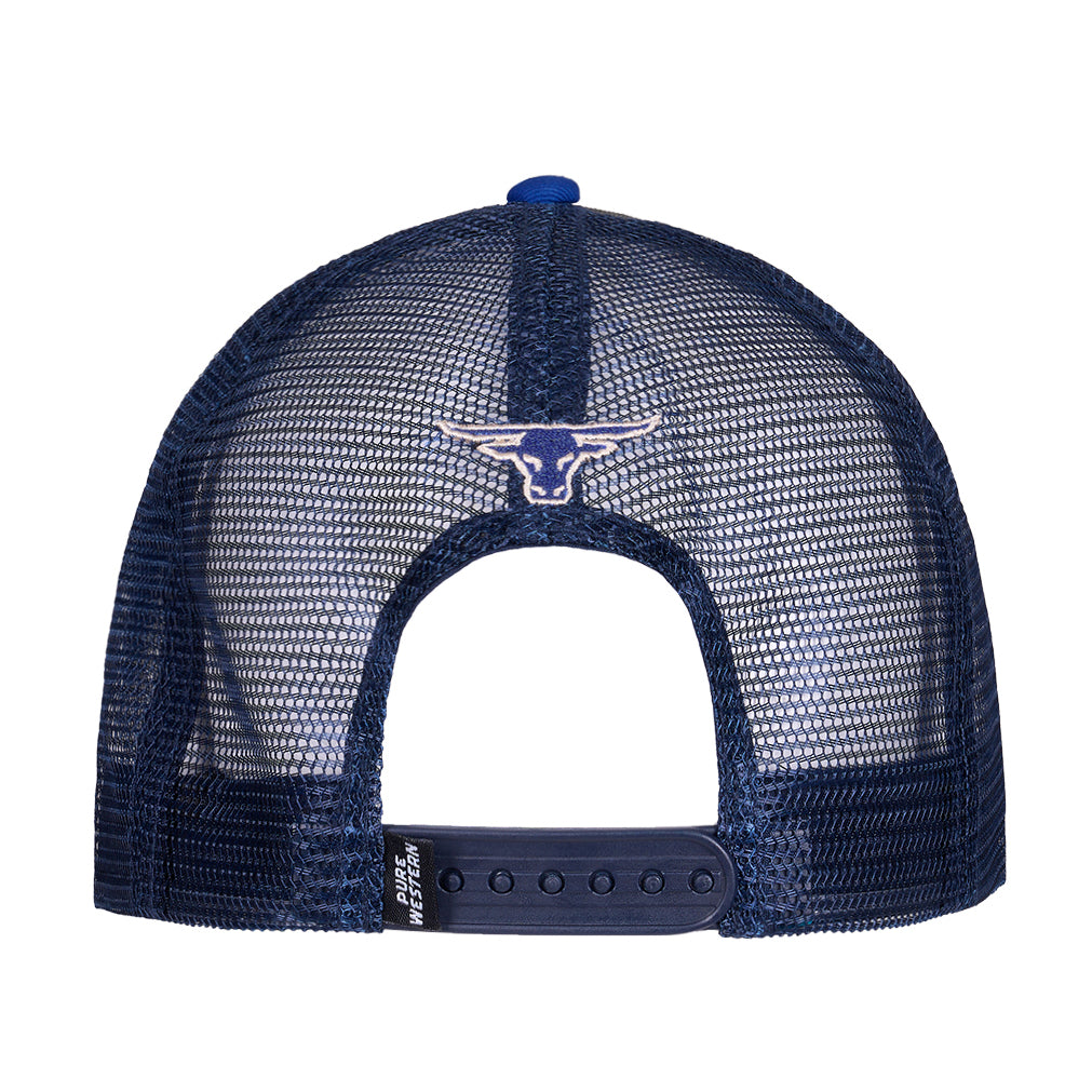 Pure Western Chris High Profile Trucker Cap (P6S1902CAP) Navy/Green Back on white background