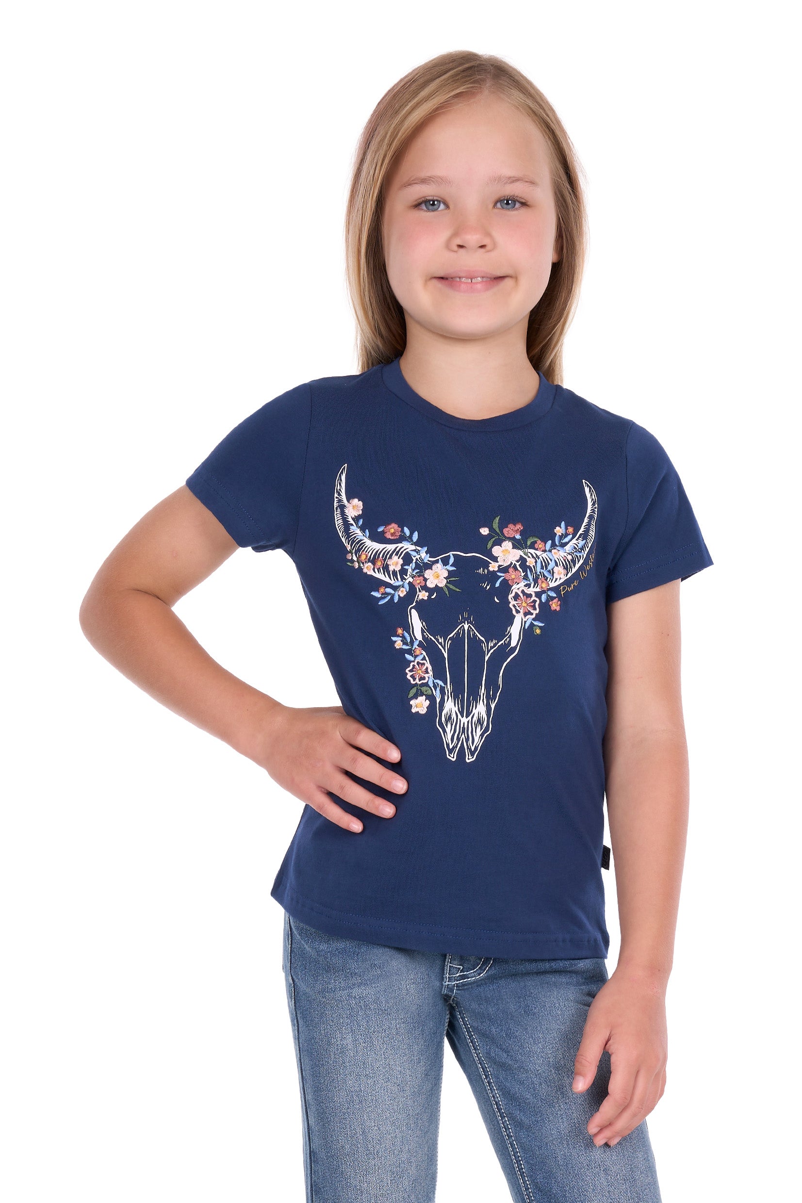 Pure Western Girls Bindi S/S Tee (P6S5501292) Navy
