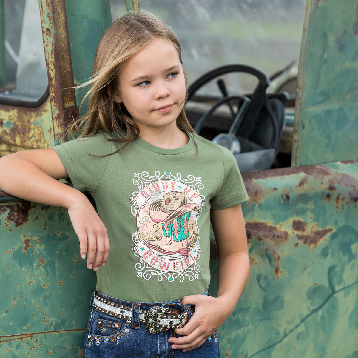 Pure Western Girls Ella S/S Tee (P6S5501293) Moss