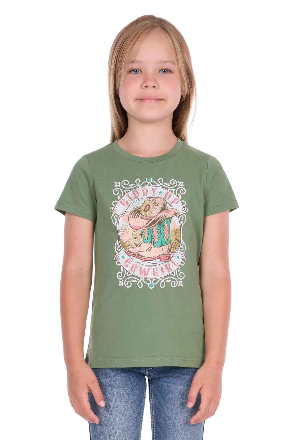 Pure Western Girls Ella S/S Tee (P6S5501293) Moss
