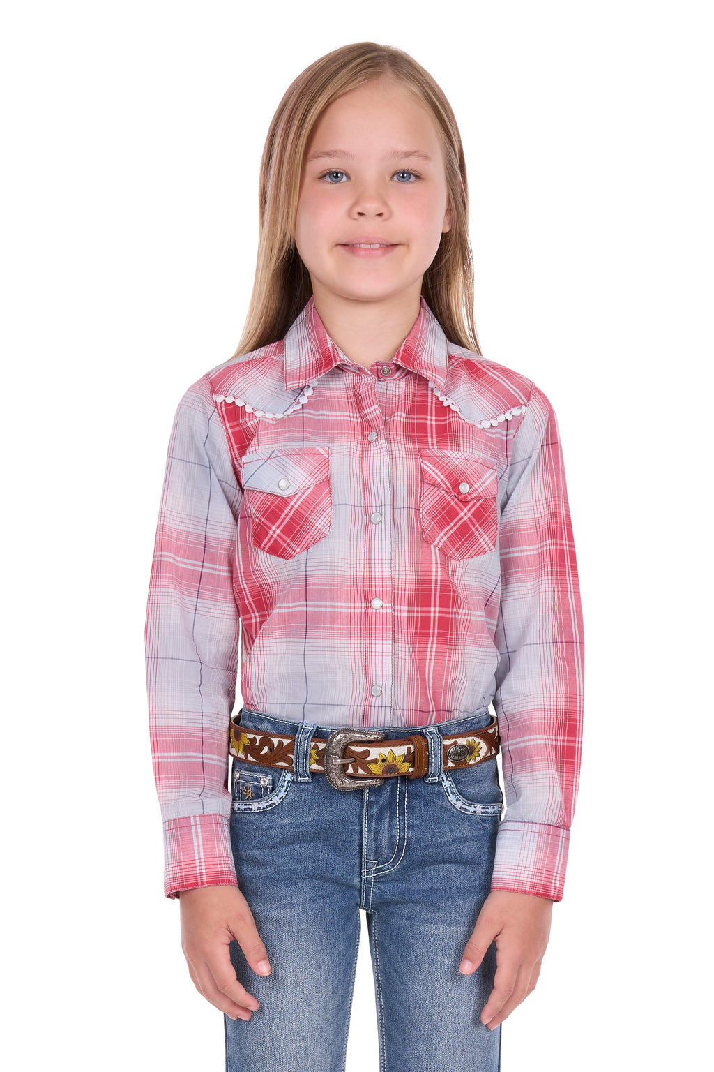 Pure Western Girls Jill L/S Shirt (P6S5127257) Red/Blue