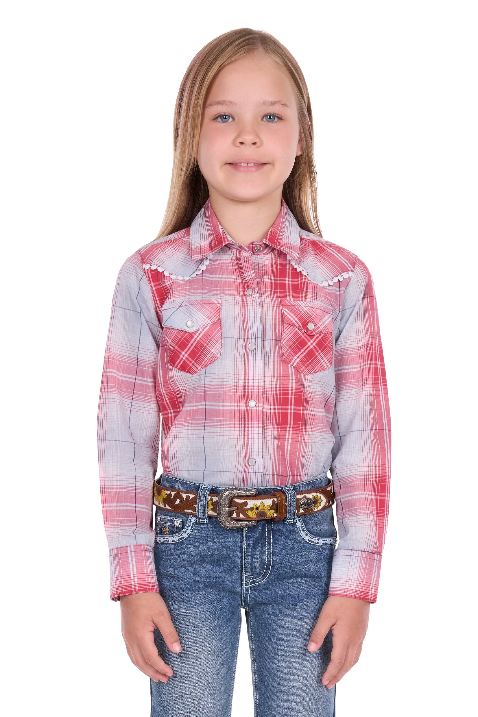 Pure Western Girls Jill L/S Shirt (P6S5127257) Red/Blue