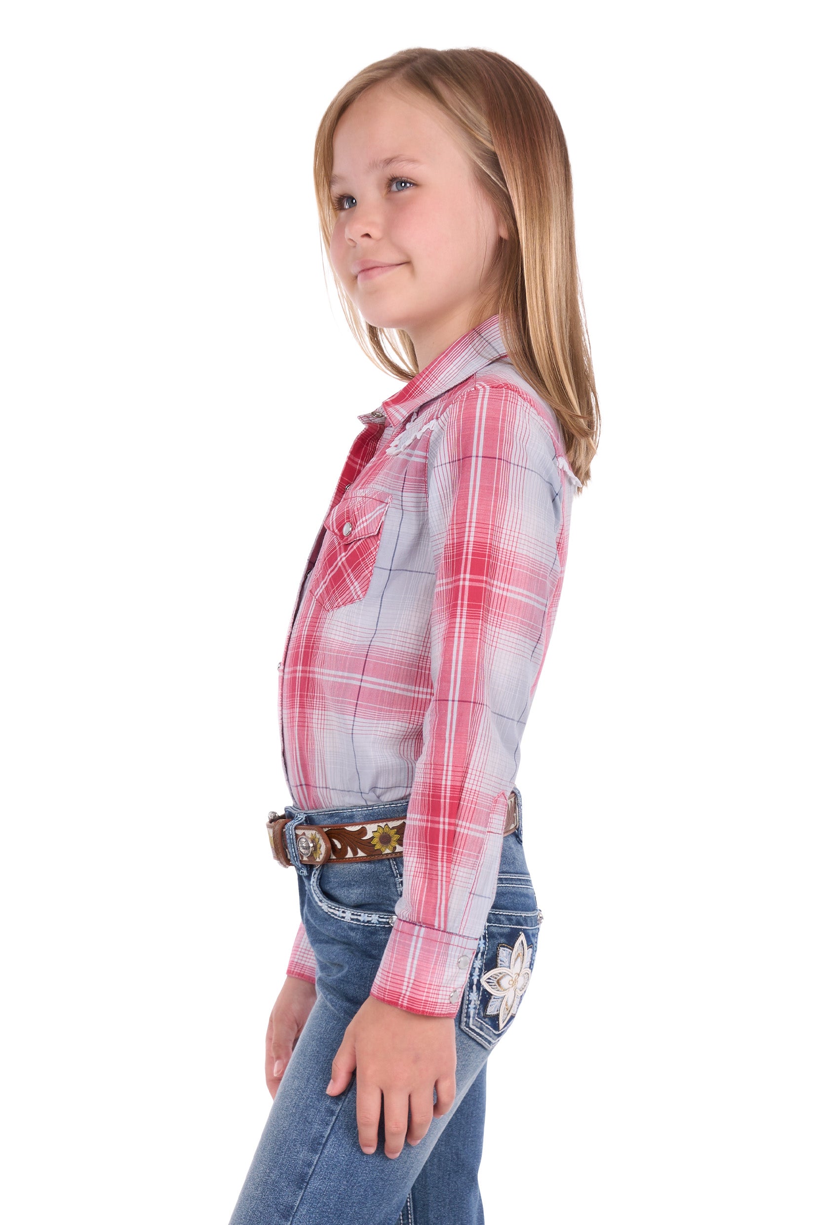 Pure Western Girls Jill L/S Shirt (P6S5127257) Red/Blue