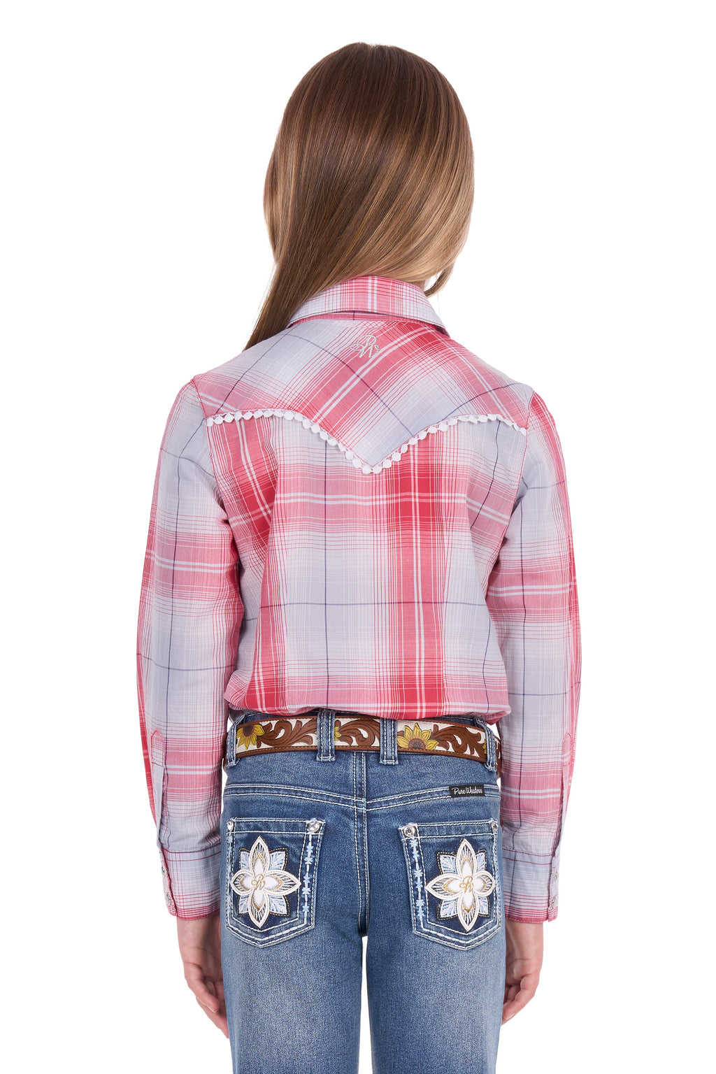 Pure Western Girls Jill L/S Shirt (P6S5127257) Red/Blue