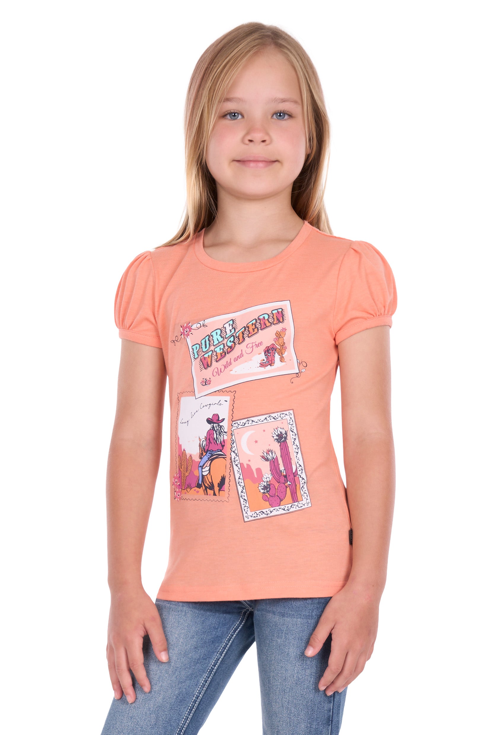 Pure Western Girls Lulu S/S Tee (P6S5502288) Coral