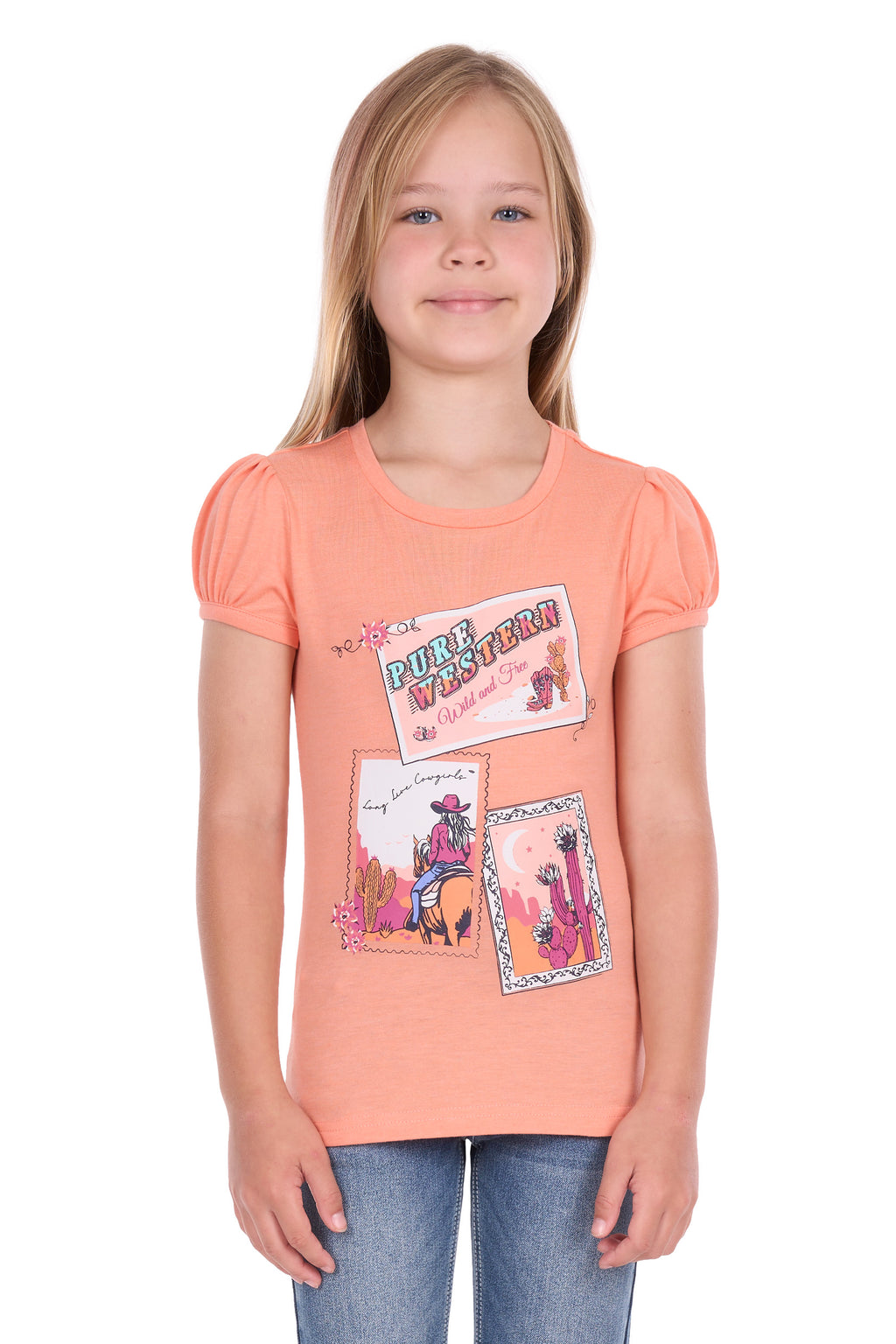 Pure Western Girls Lulu S/S Tee (P6S5502288) Coral