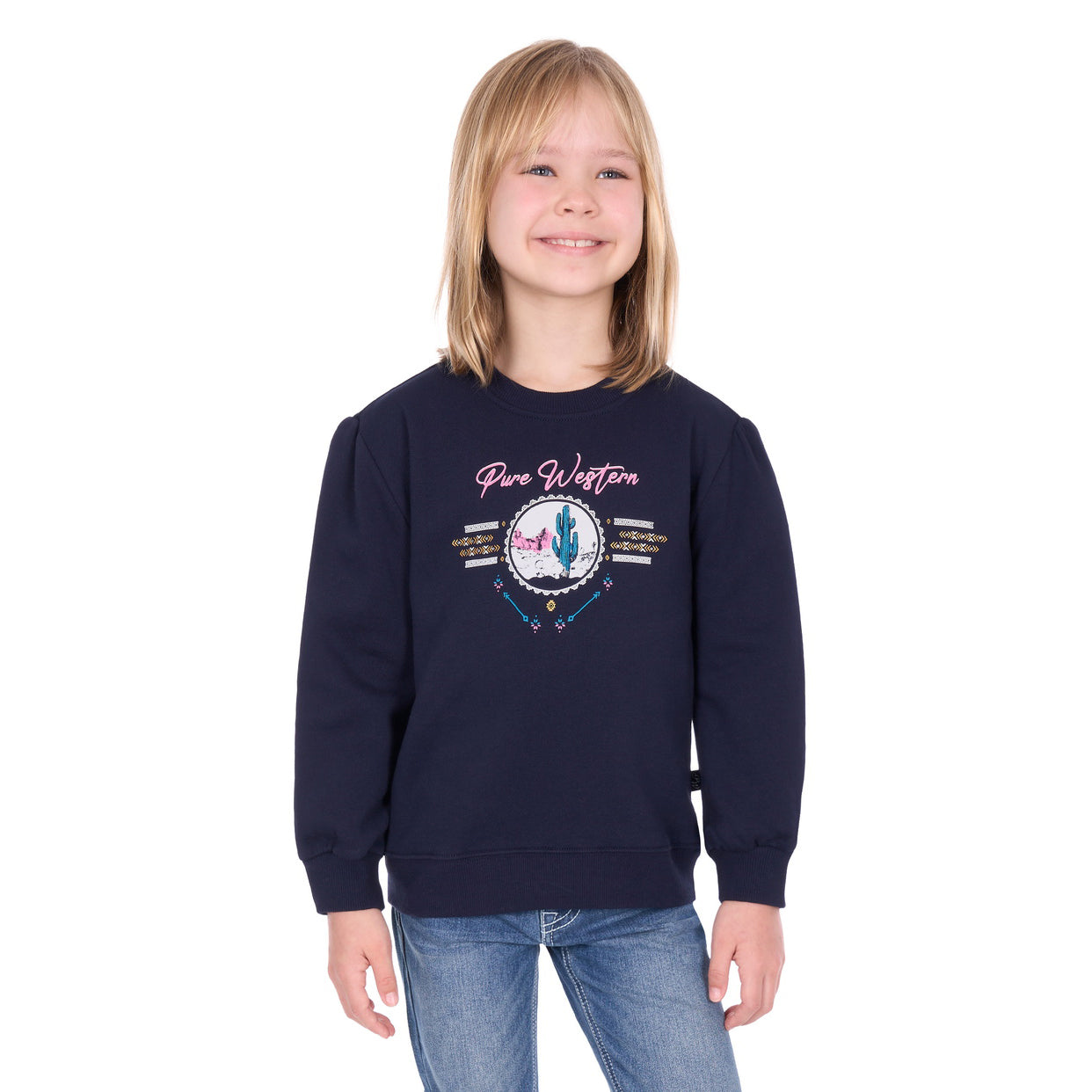 Pure Western Girls Sandy Crew Jumper (P6W5532178) Navy