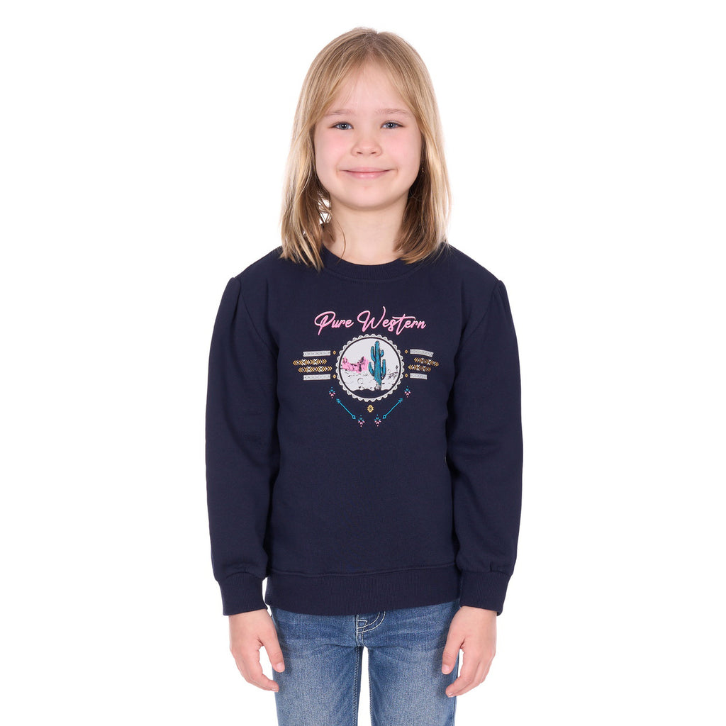 Pure Western Girls Sandy Crew Jumper (P6W5532178) Navy