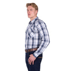 Pure Western Mens Billy L/S Shirt (P6W1100160) Navy/White