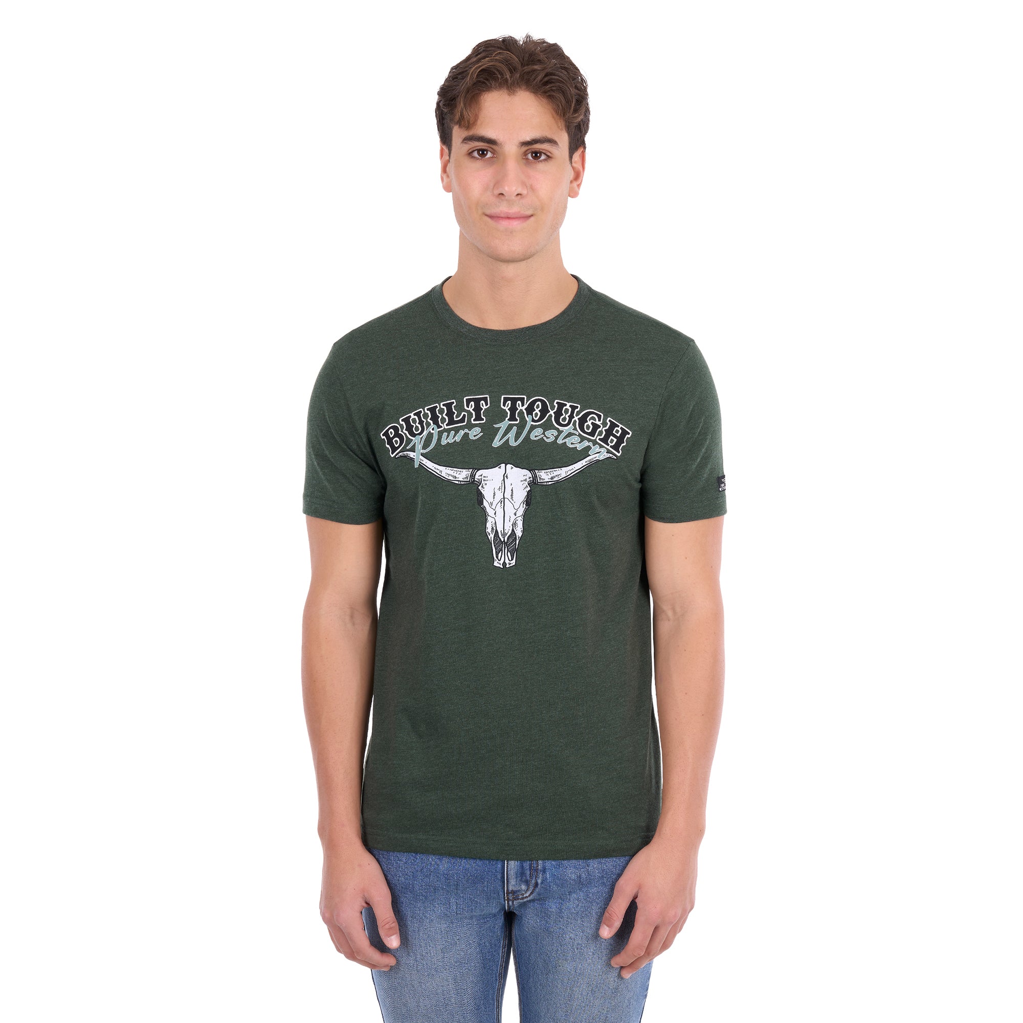 Pure Western Mens Chris S/S Tee (P6S1503317) Green Marle
